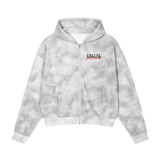 Dirty Grey Washed "Lealtà" Zip-Up